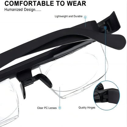 نظارة بعدسات قابلة لتعديل البُعد البؤري – مناسبة لمدّ البصر وللرؤية الواضحة لجميع الأعمار