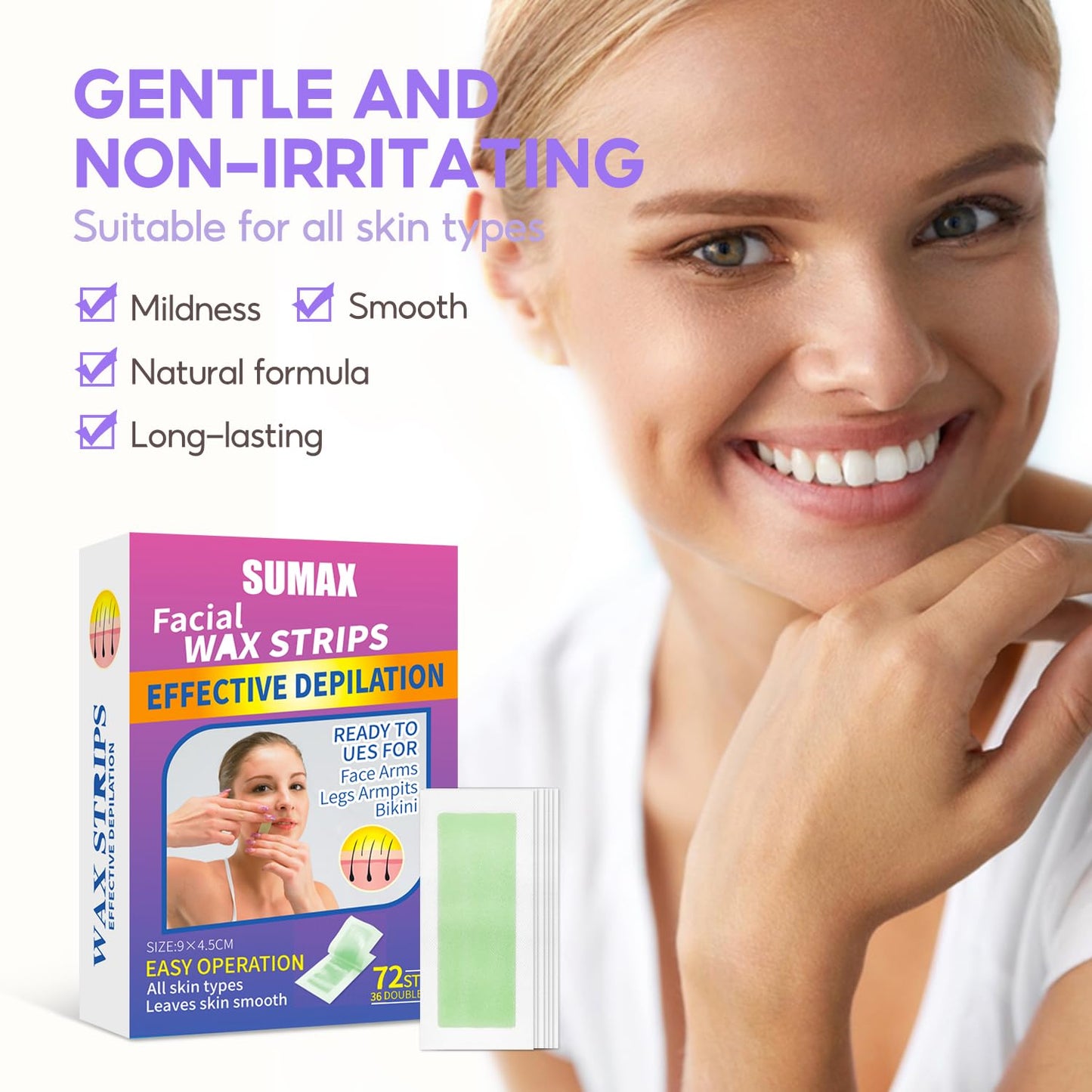 شرائح شمع سوماكس لإزالة شعر الجسم، 72 قطعة