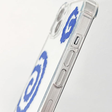 جراب شفاف بنقشة دوامات مع حبل خرز لليد – أزرق – متوافق مع iPhone 12 pro