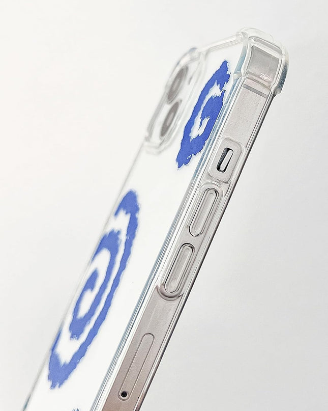 جراب شفاف بنقشة دوامات مع حبل خرز لليد – أزرق – متوافق مع iPhone 12 pro