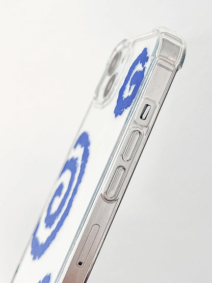 جراب شفاف بنقشة دوامات مع حبل خرز لليد – أزرق – متوافق مع iPhone 12 pro