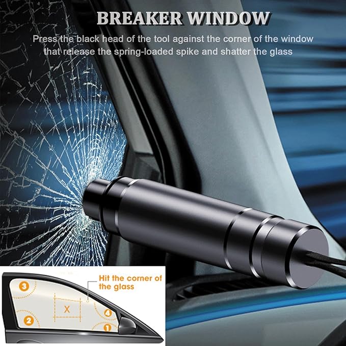 مطرقة أمان للسيارة 2×1 من إسبون لكسر النوافذ وقاطع أحزمة الأمان بتصميم صغير على شكل ميدالية