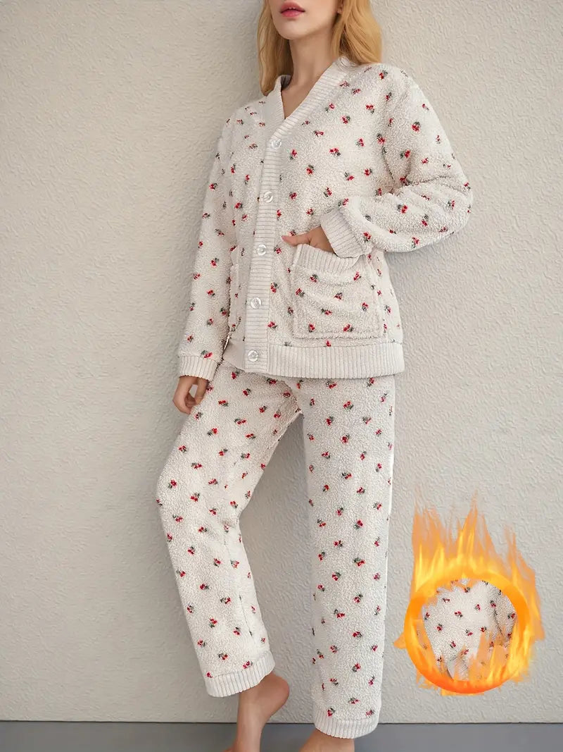 بيجامة نسائي من الفلانيل للخريف والشتاء
