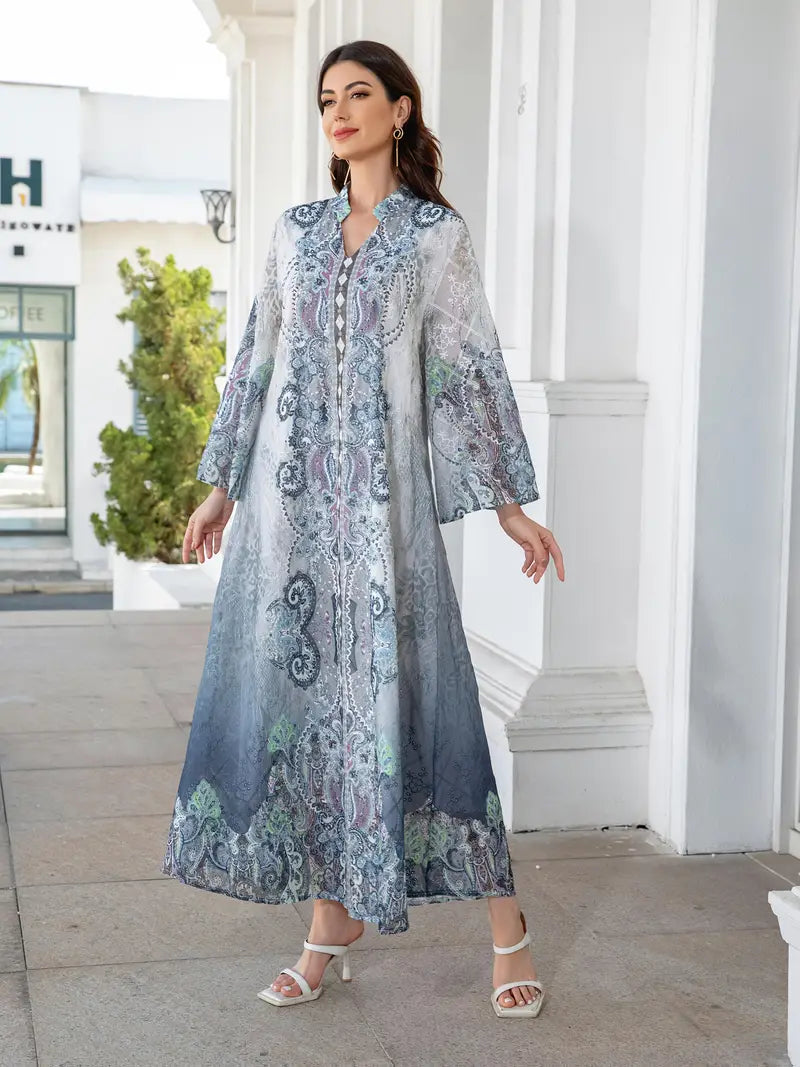 عباية نسائية طويلة بطبعة فنية من Shein