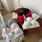 Women's Wireless Push Up Bra with Back Hook and Loop Durable Foam Seamless Solid for Girls
