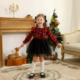 فستان بناتي شبكي بأكمام طويلة 