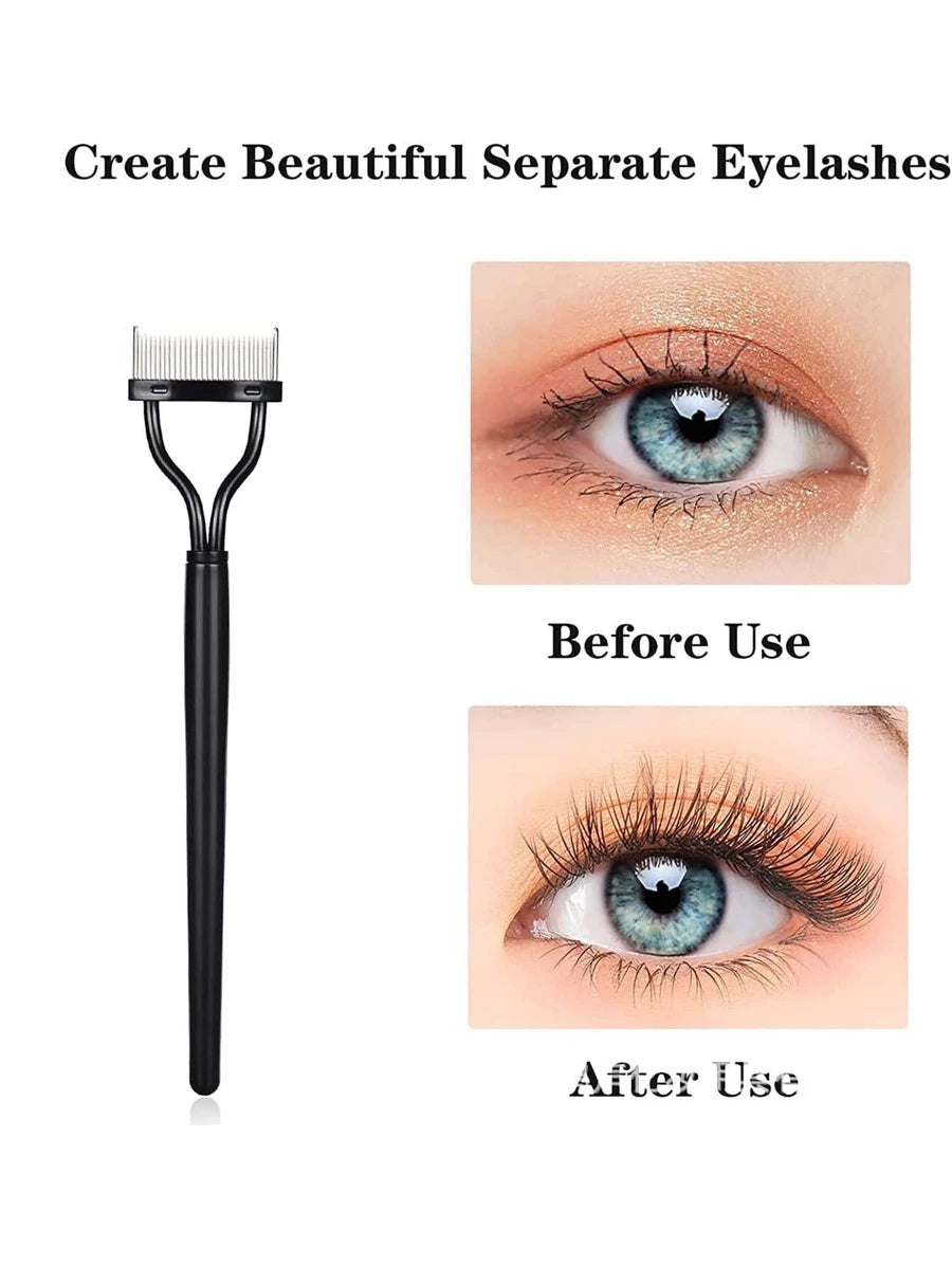 Black Stainless Steel Eyelash Comb, 1pc Portable Eyelash Separator Mascara Applicator