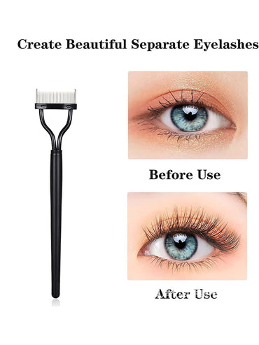 Black Stainless Steel Eyelash Comb, 1pc Portable Eyelash Separator Mascara Applicator