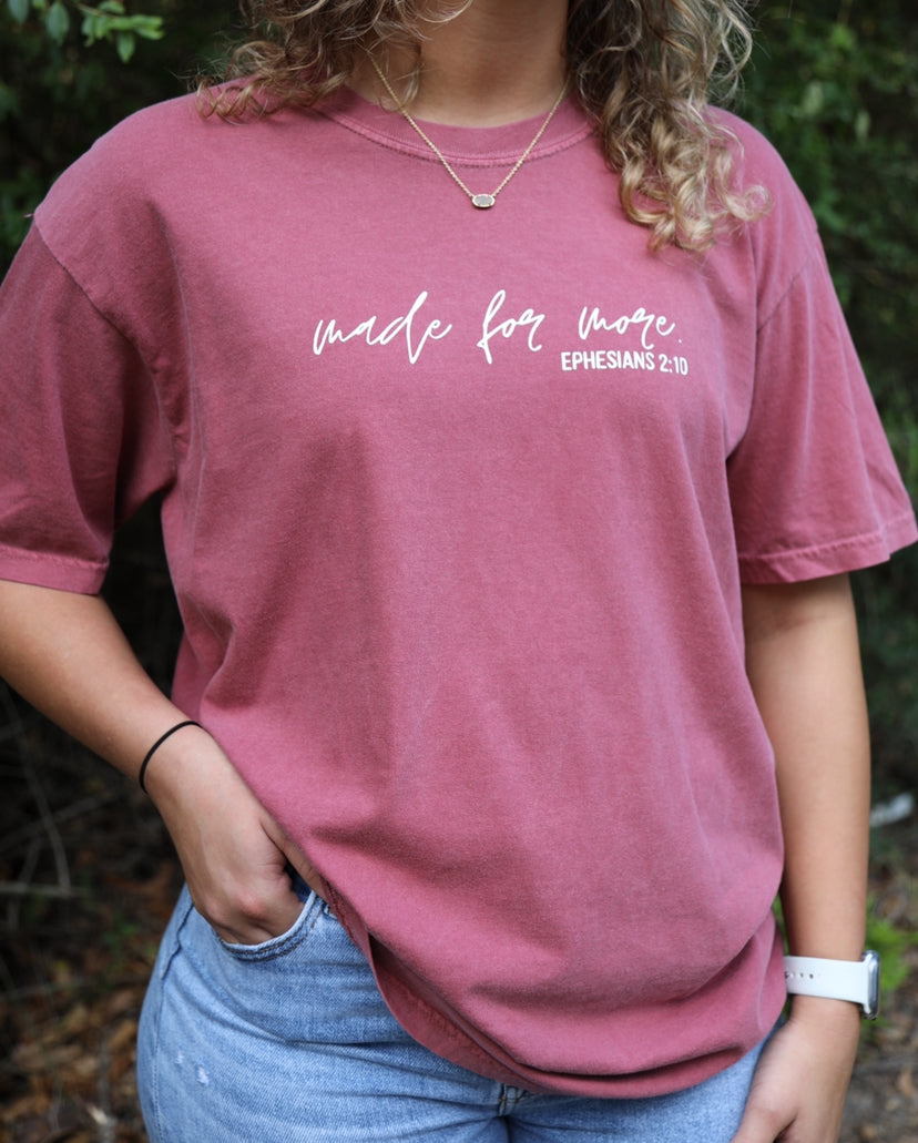 تيشيرت نسائي كاجوال وردي غامق من Shein