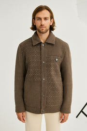Men's Hooded Zipper Front Pockets Quilted Jacket, Warm Long Sleeve Outerwear, Men's Winter Jacket