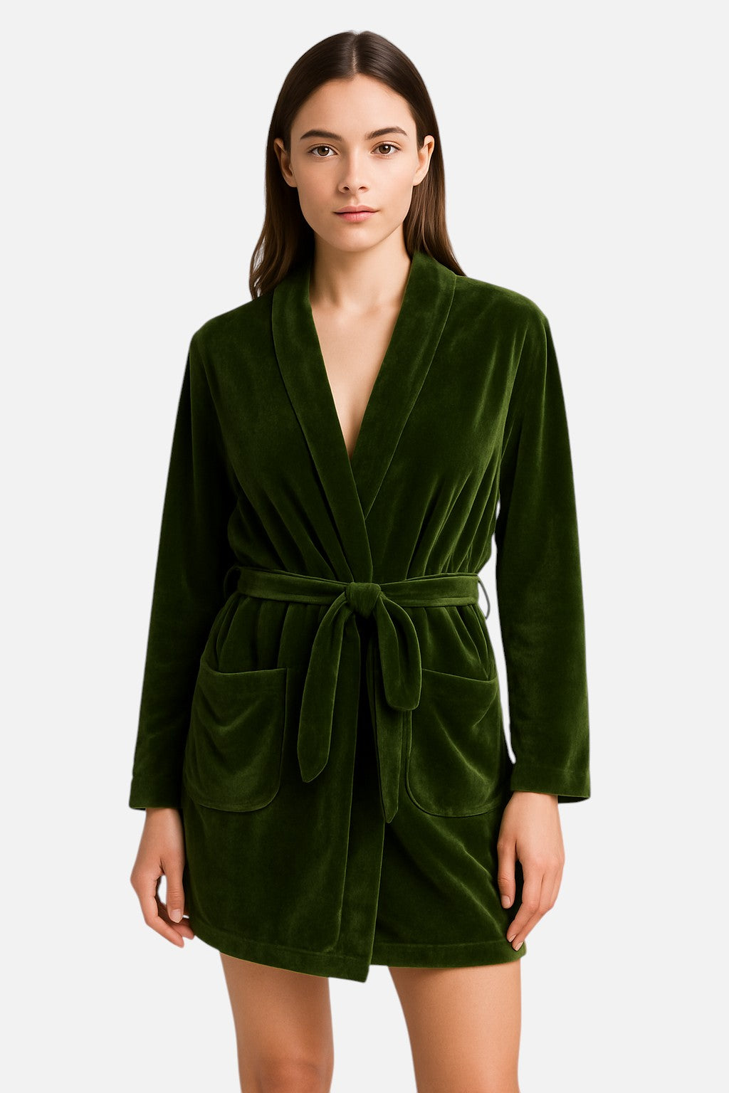 روب نسائي فلانيل بحزام خصر وحواف متباينة اللون 👘