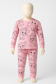 Newborn Baby Elephant Print Long Sleeve Knitted Top and Elastic Waist Pants 2 Piece Set