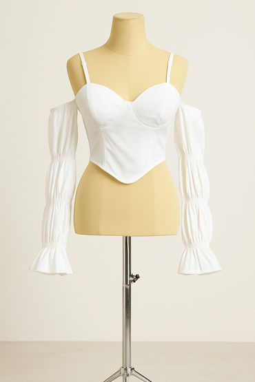 بلوزة كورسيه بيضاء بأكمام طويلة من   Shein