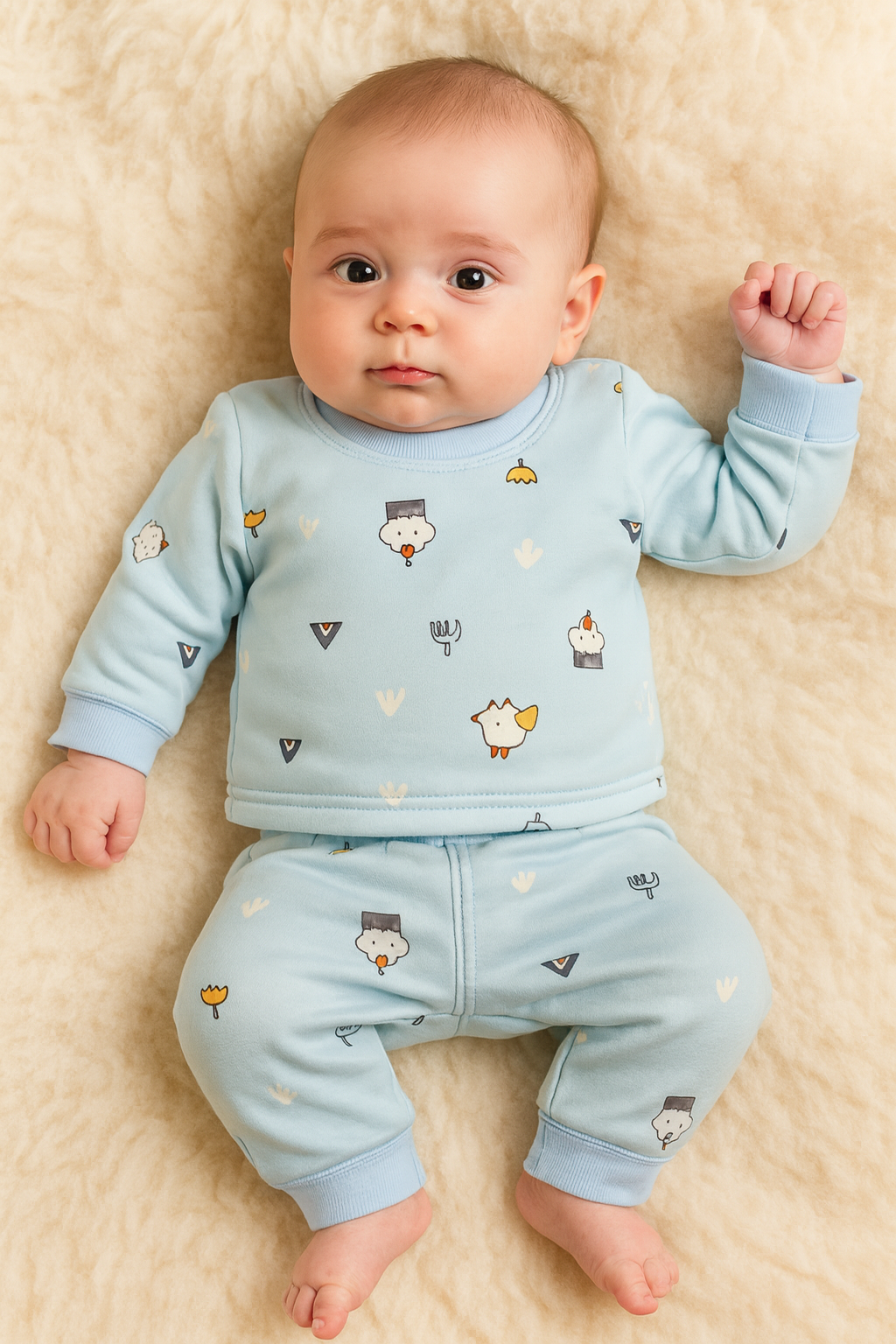 طقم أطفال ولادي شتوي بطبعة رسومات كرتونية من Shein