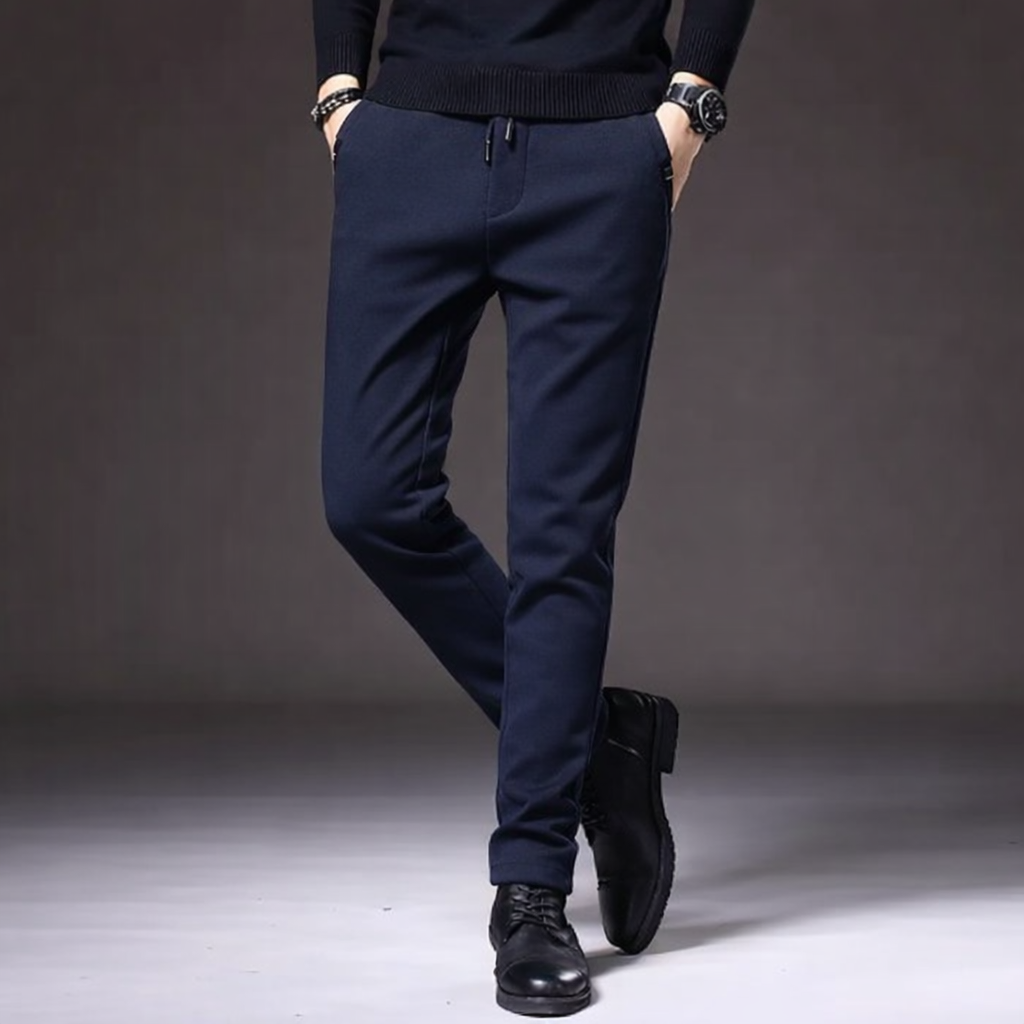 بنطلون كارجو رجالي سادة بجيوب ورباط على خصر