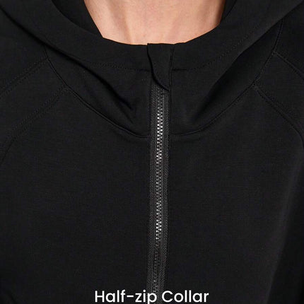 هودي خريفي فضفاض بنصف سحاب بلمسة حرير من جلو مود مودال
