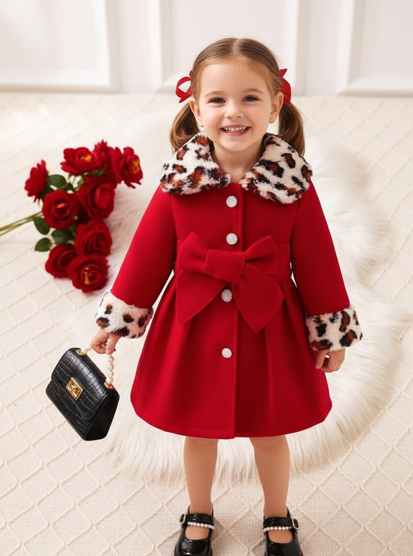 فستان بناتي بياقة بطبعة جلد الفهد من شي إن