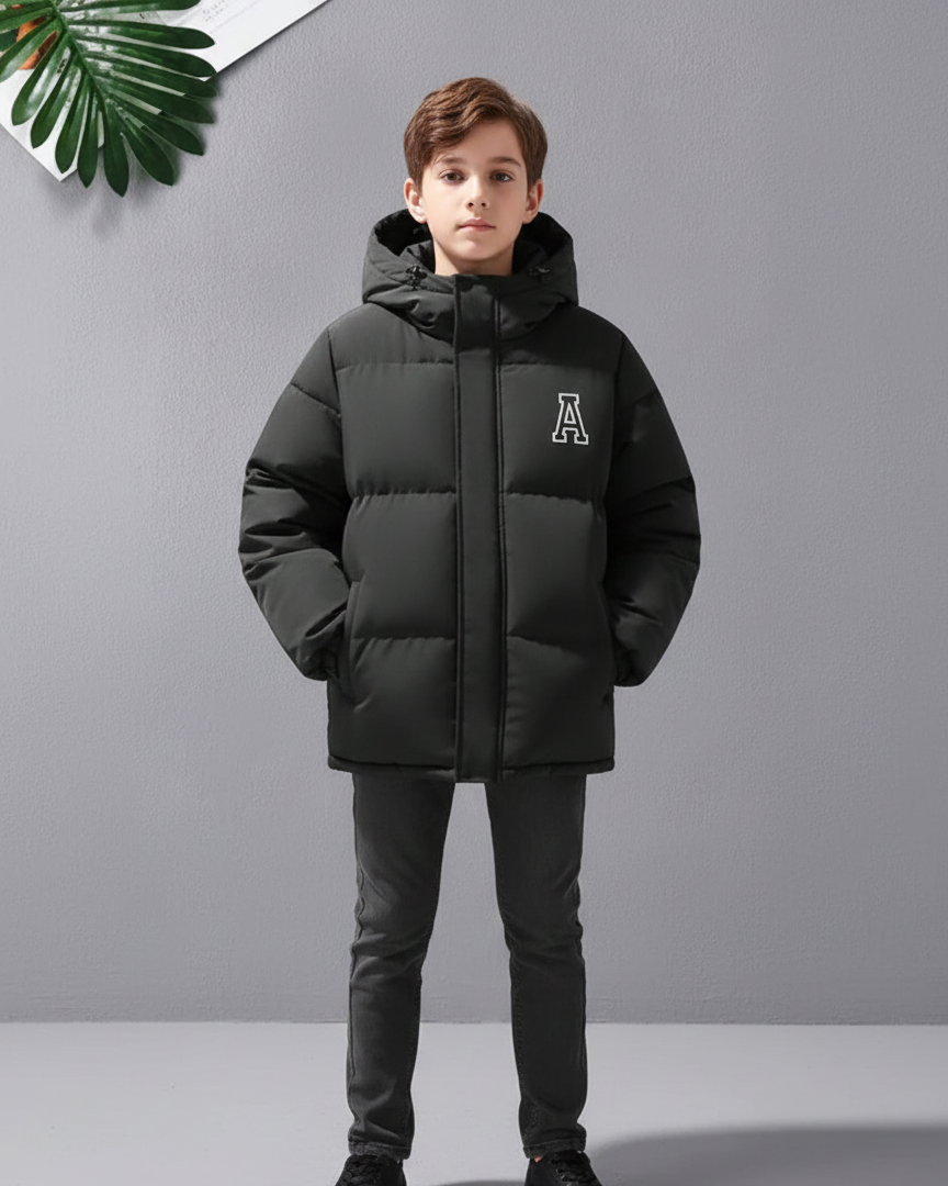 جاكيت ولادي شتوي كاجوال فضفاض بكابيشو (قطعة واحدة)