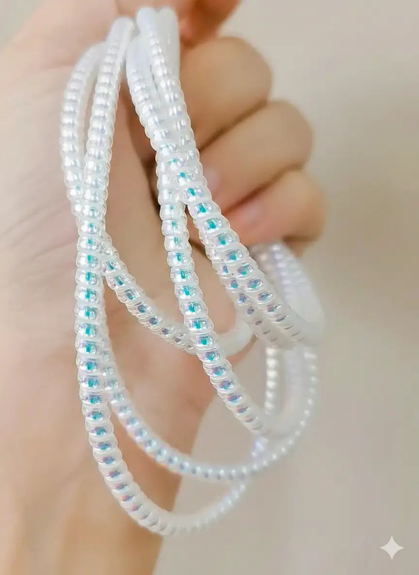 قطعه من واقي كابل بيانات الهاتف باللونين الأبيض والوردي، واقي زنبركي ملفوف لكابل الشحن بطول 1.4 متر
