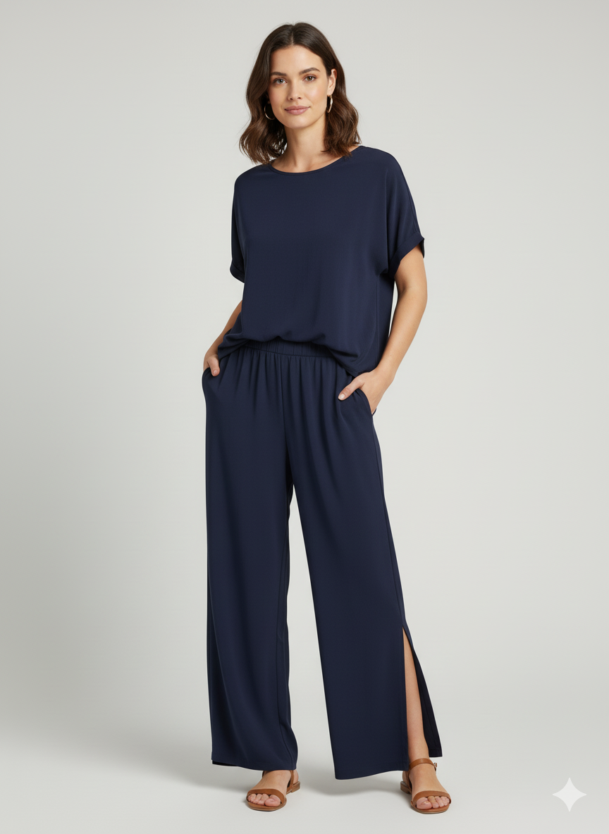 طقم بنطلون وتوب كحلي من Shein