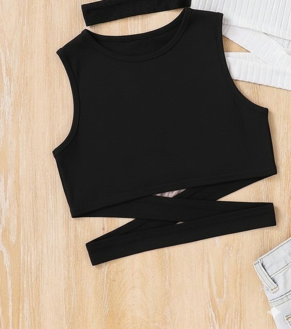 توب اسود بناتي اطفالي Shein