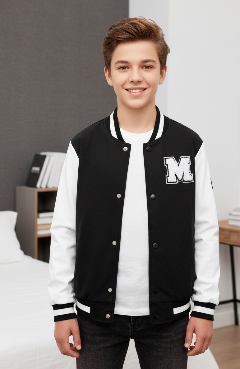 جاكيت ولادي خريفي بأكمام طويلة وأزرار كبس أمامية بلون سادة من شي إن