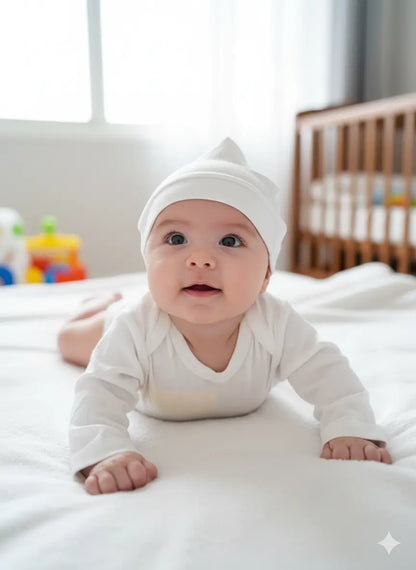 بادي أطفال قطني بأكمام طويلة مع قبعة