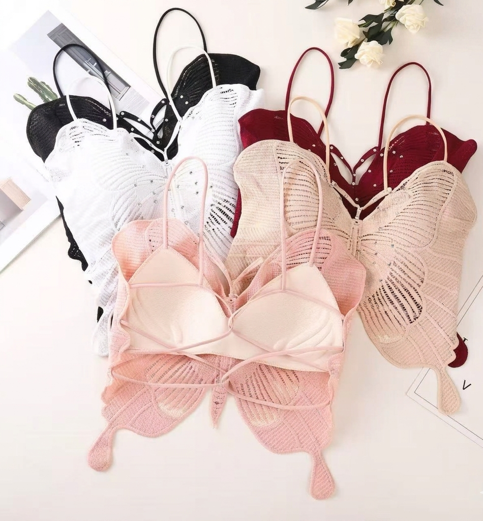 توب حمالات دانتيل علي شكل فراشه صيفي للنساء – كاجوال وأنيق