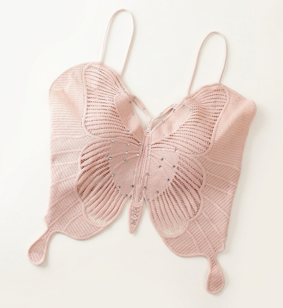 توب حمالات دانتيل علي شكل فراشه صيفي للنساء – كاجوال وأنيق