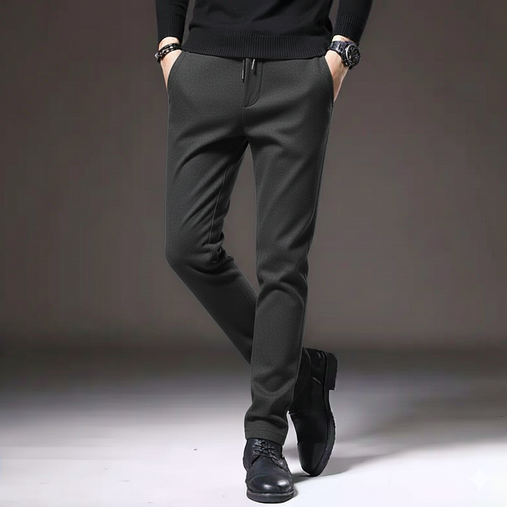 بنطلون كارجو رجالي سادة بجيوب ورباط على خصر