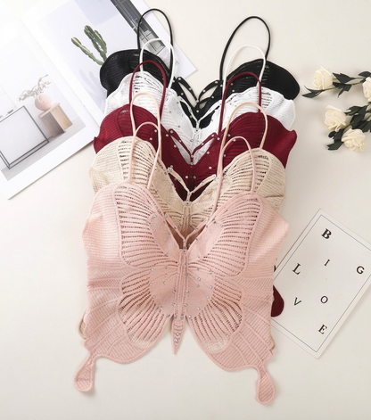 توب حمالات دانتيل علي شكل فراشه صيفي للنساء – كاجوال وأنيق