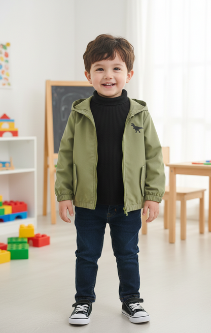 جاكيت أطفـــــــــــــــال SHEIN بغطاء رأس وأكمام طويلة مطبوع