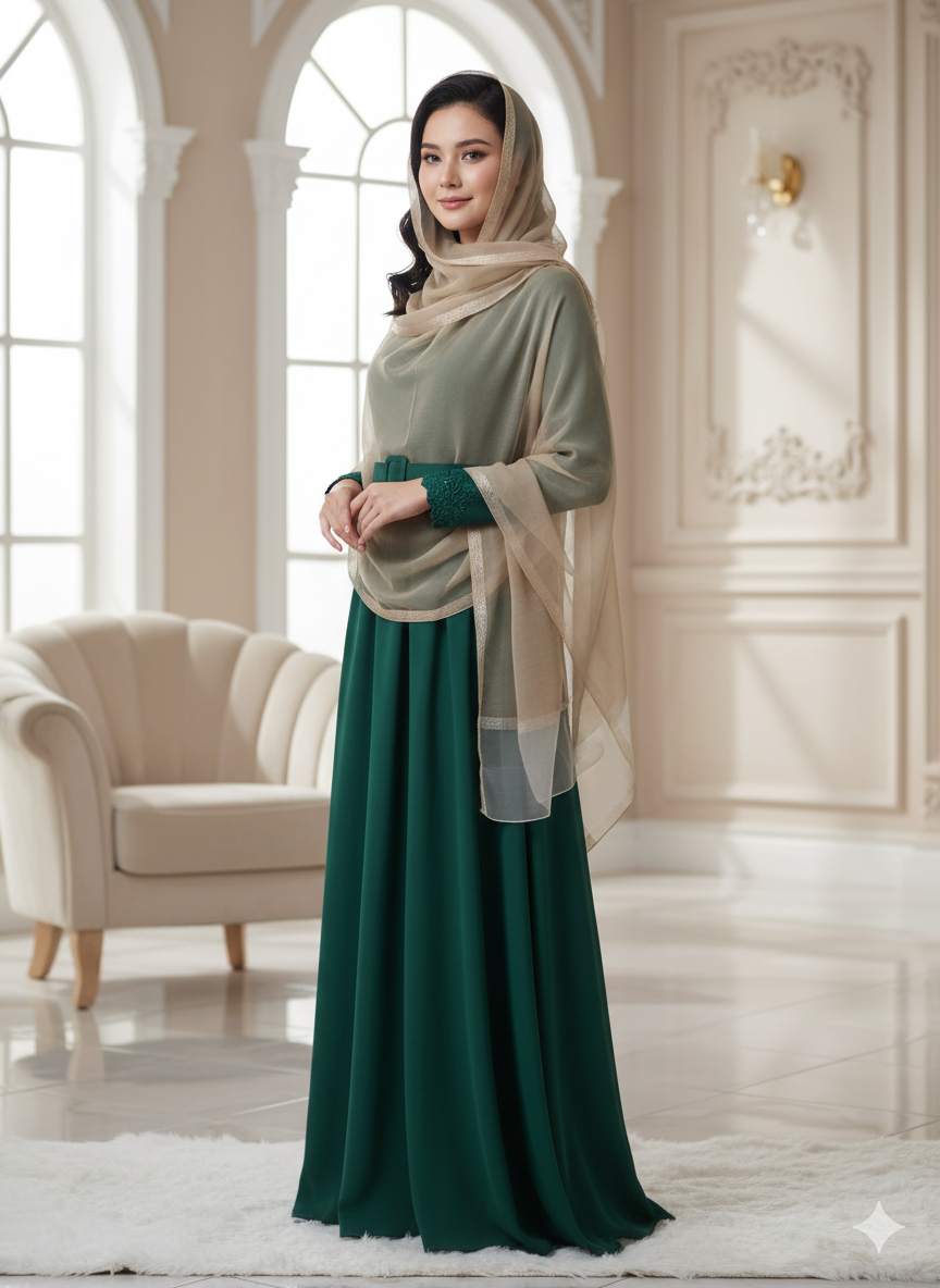 شال شيفون بسيط بلون بيج من Shein