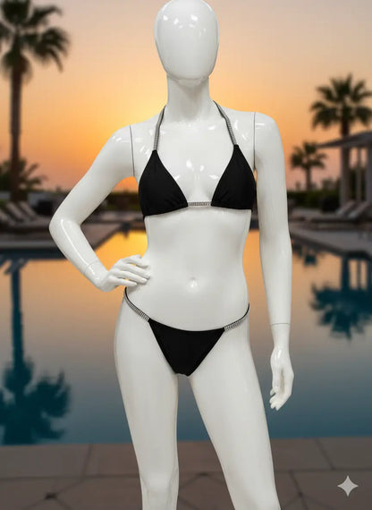 لانجري اسود من قطعتين من Shein