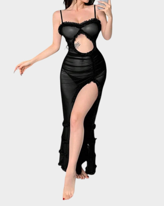 DAZY فستان نوم طويل مثير بتصميم ضيق ودانتيل للنساء _ shein