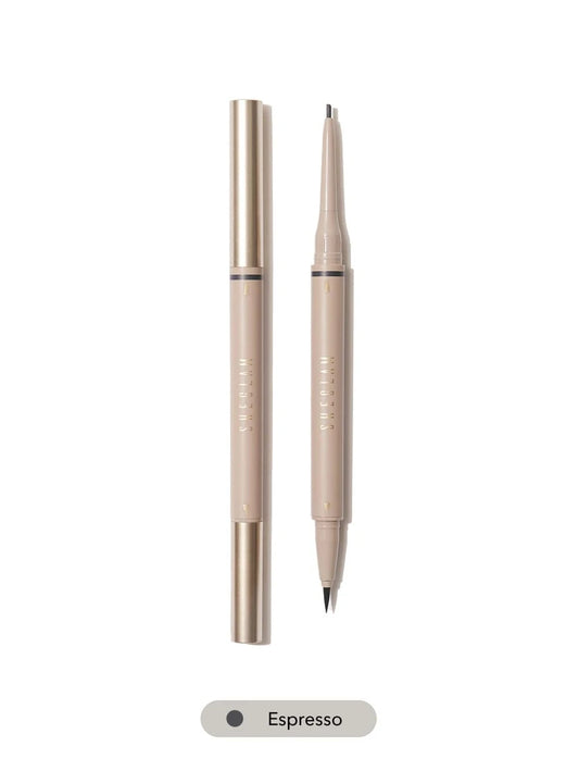 SHEGLAM Brows On Demand 2-In-1 Brow Pencil - Espresso Waterproof Liquid Eyebrow Pen