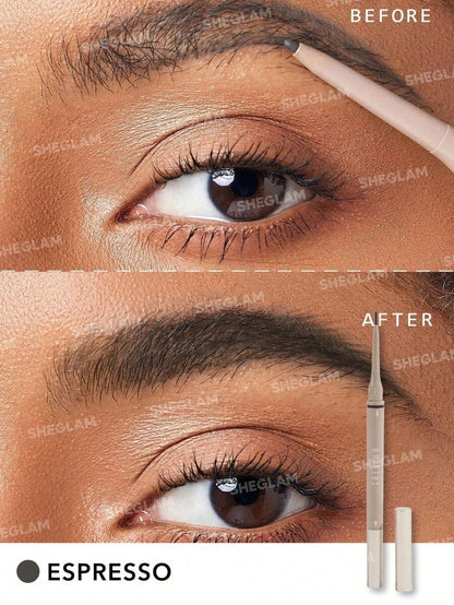 SHEGLAM Brows On Demand 2-In-1 Brow Pencil - Espresso Waterproof Liquid Eyebrow Pen