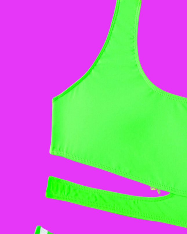 مايوه بناتي قطعة واحدة مخطط وبقصة مقصوصة من سينسوريموتور كيدز - شي إن، سن 11 إلى 12 سنة