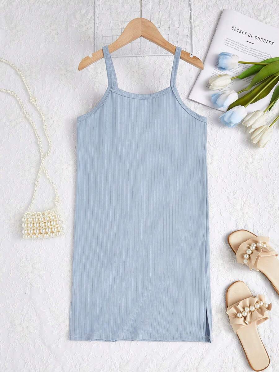 قميص بيت بناتي بسيط بدون أكمام 