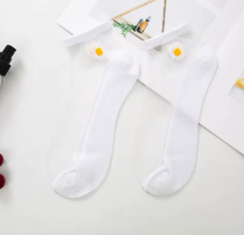 جوارب قطنية قصيرة بطول الكاحل بجزء شفاف وجزء قطني