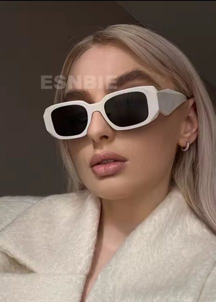 نظارة شمس نسائية مستطيلة من الأسيتات بإطار ثلاثي الأبعاد