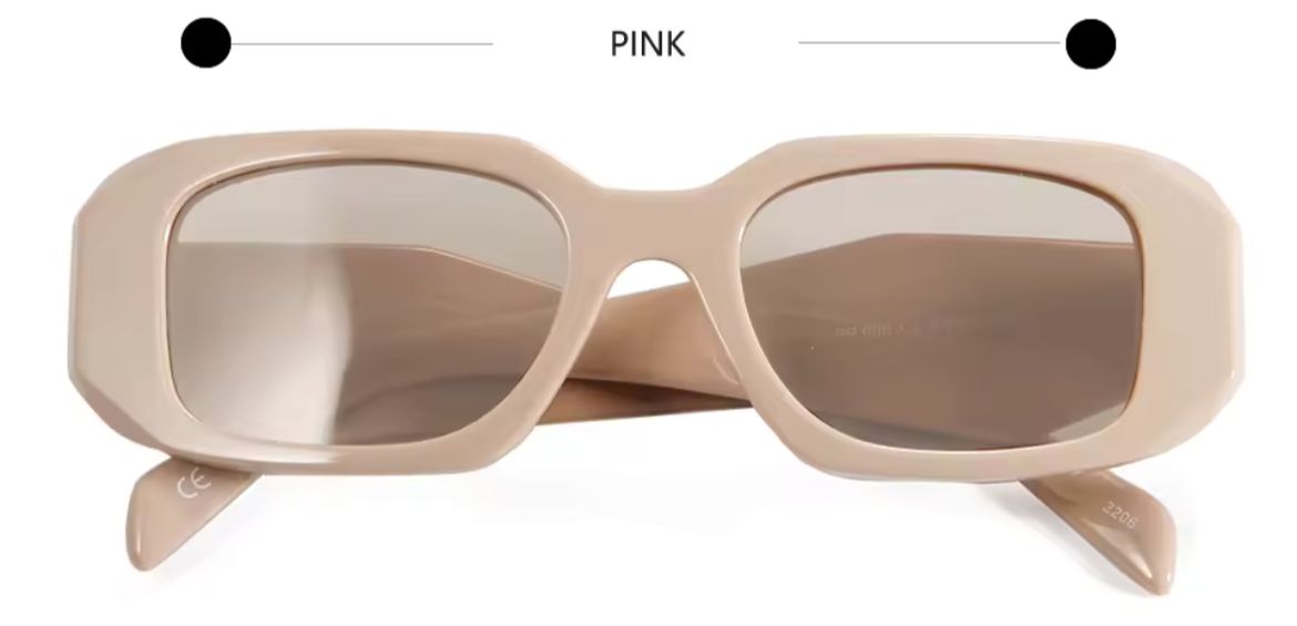 نظارة شمس نسائية مستطيلة من الأسيتات بإطار ثلاثي الأبعاد