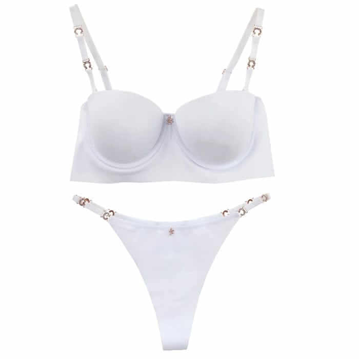 Minimalist Solid Color Wire-Bra And Thong Underwear Set