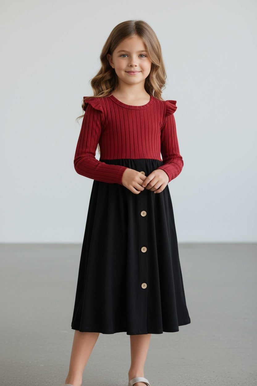 فستان شتوي للفتيات بلونين من Shein