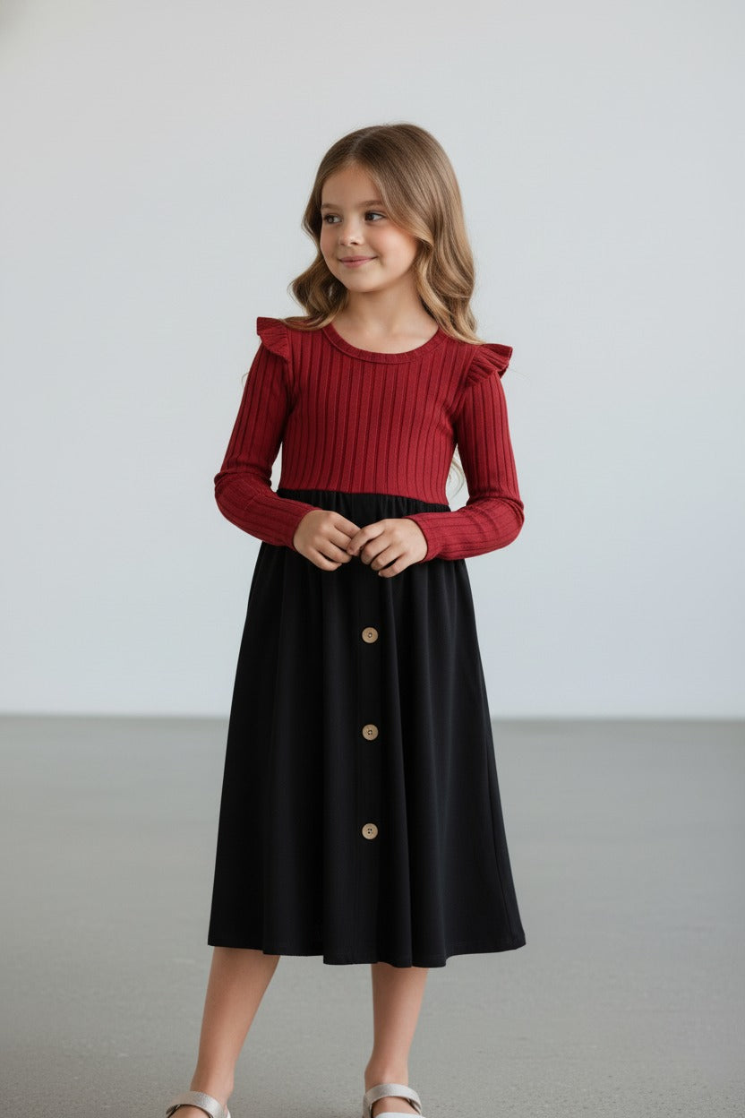 فستان شتوي للفتيات بلونين من Shein