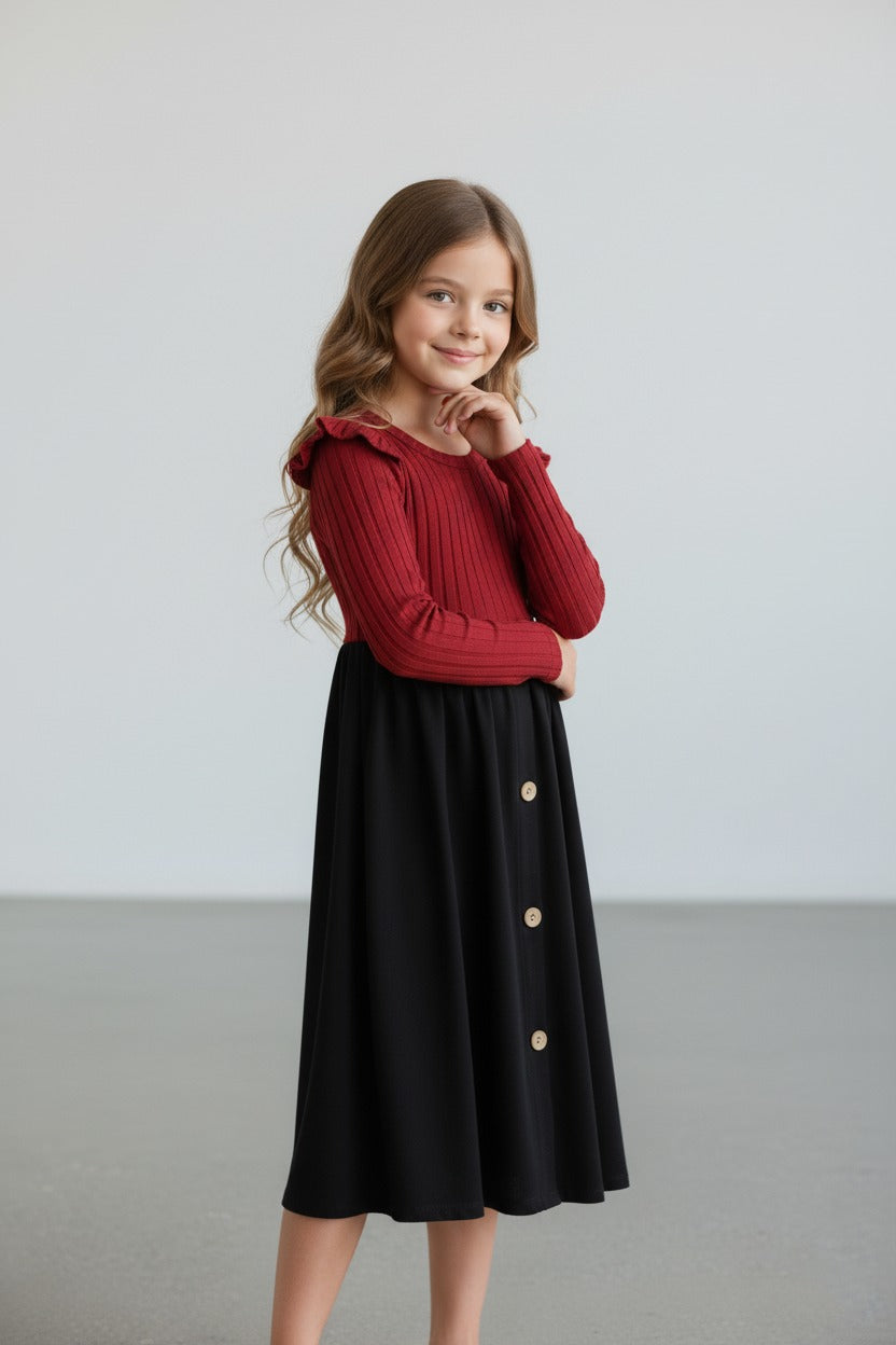 فستان شتوي للفتيات بلونين من Shein