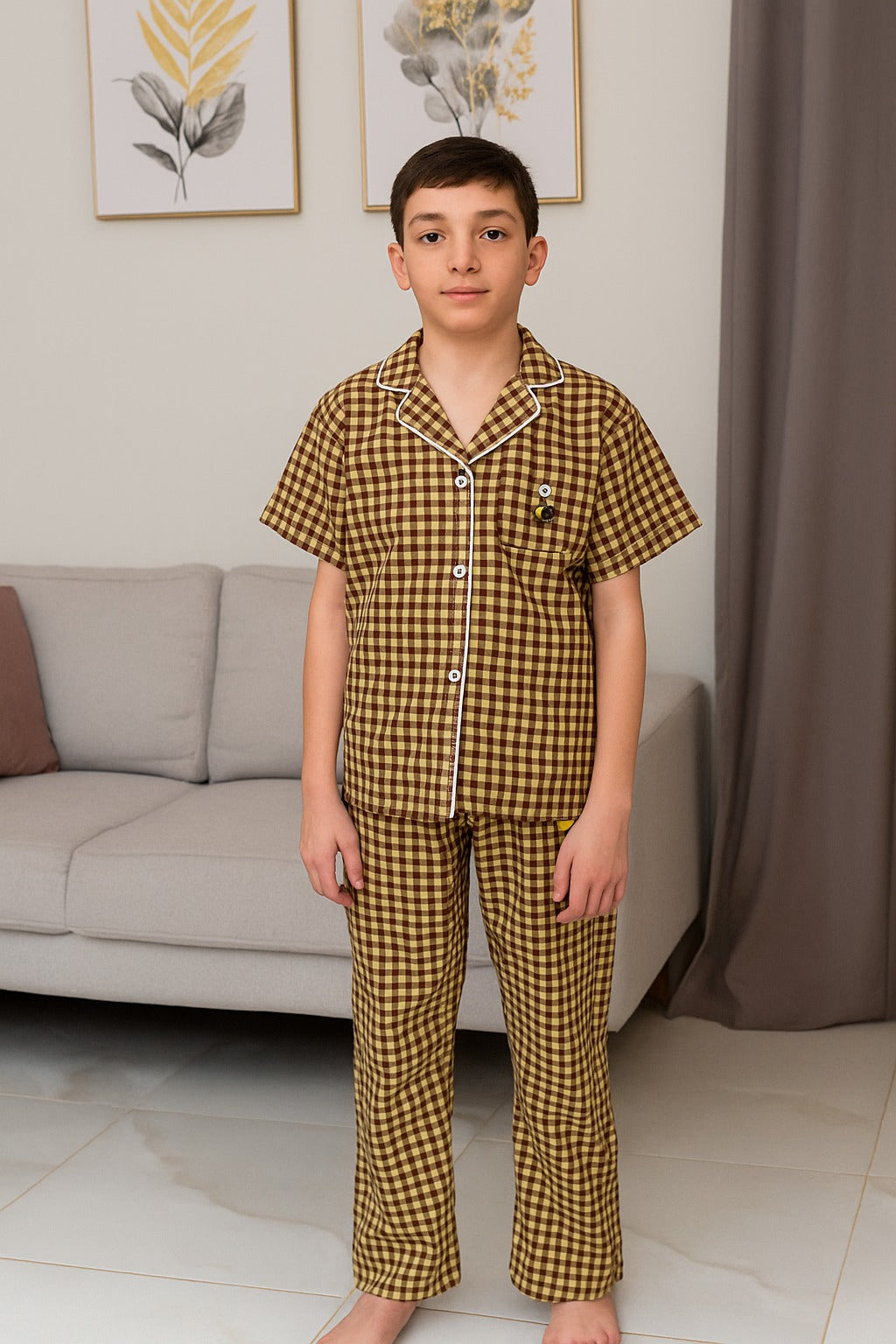 بيجامة أولادي بنقشة مربعات من Shein