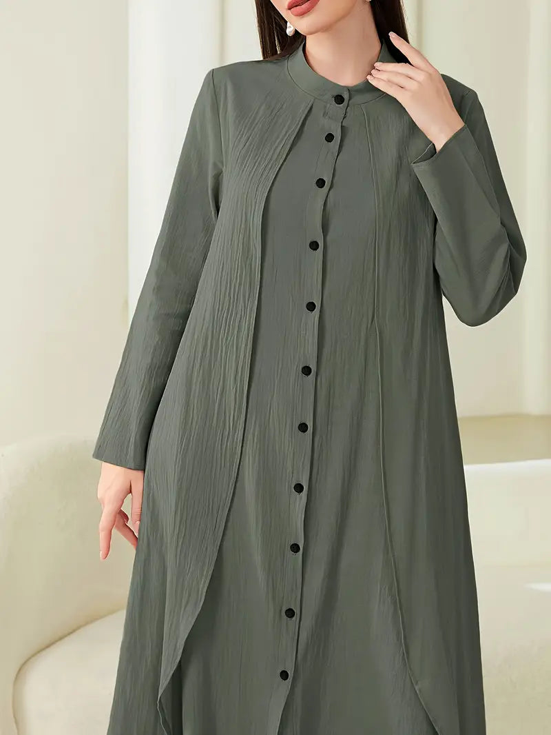 عباية نسائية أنيقة بتصميم أزرار أمامية من Shein