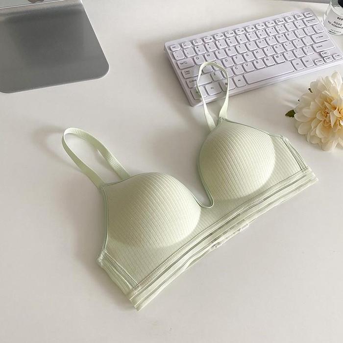 Women's Wireless Push Up Bra with Back Hook and Loop Durable Foam Seamless Solid for Girls