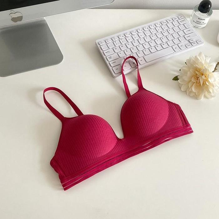 Women's Wireless Push Up Bra with Back Hook and Loop Durable Foam Seamless Solid for Girls